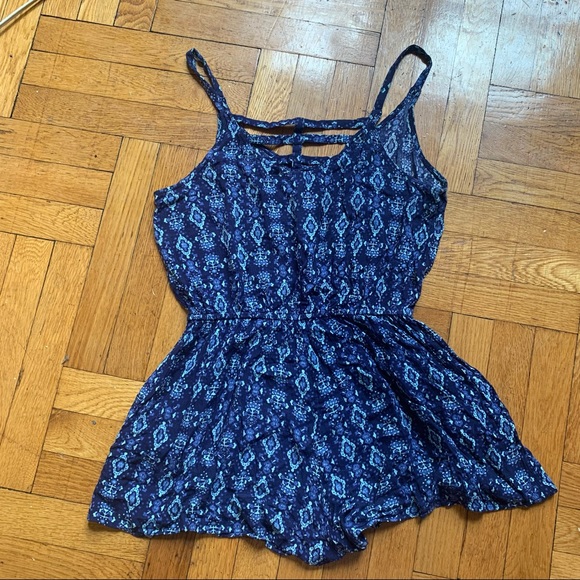 Blue Patterned Xhilaration Romper - Picture 3 of 5